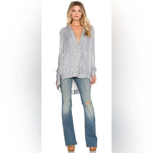 EUC Free People V neck Striped tunic on the road striped Oxford small